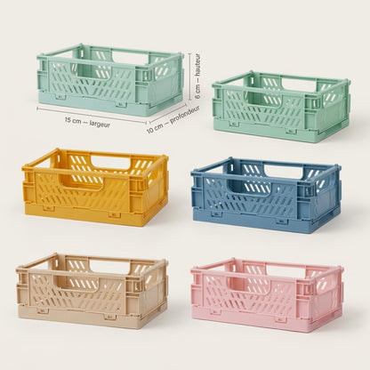 Lot de 6 mini paniers de rangement pliables – Empilables & gain de place