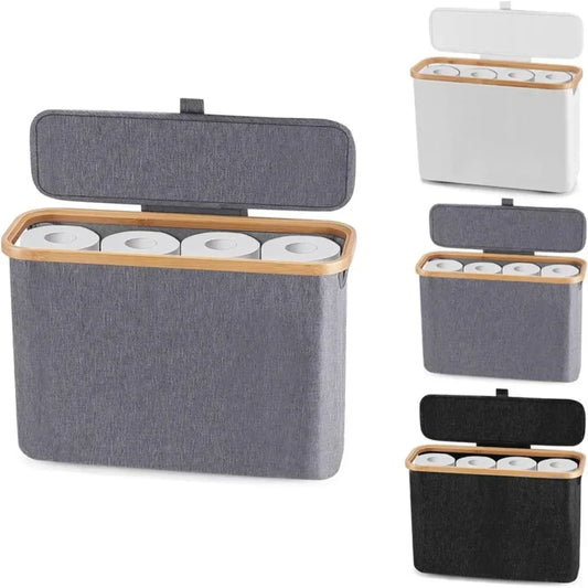 Panier de rangement pour rouleaux de papier toilette WC Design Slim avec Couvercle